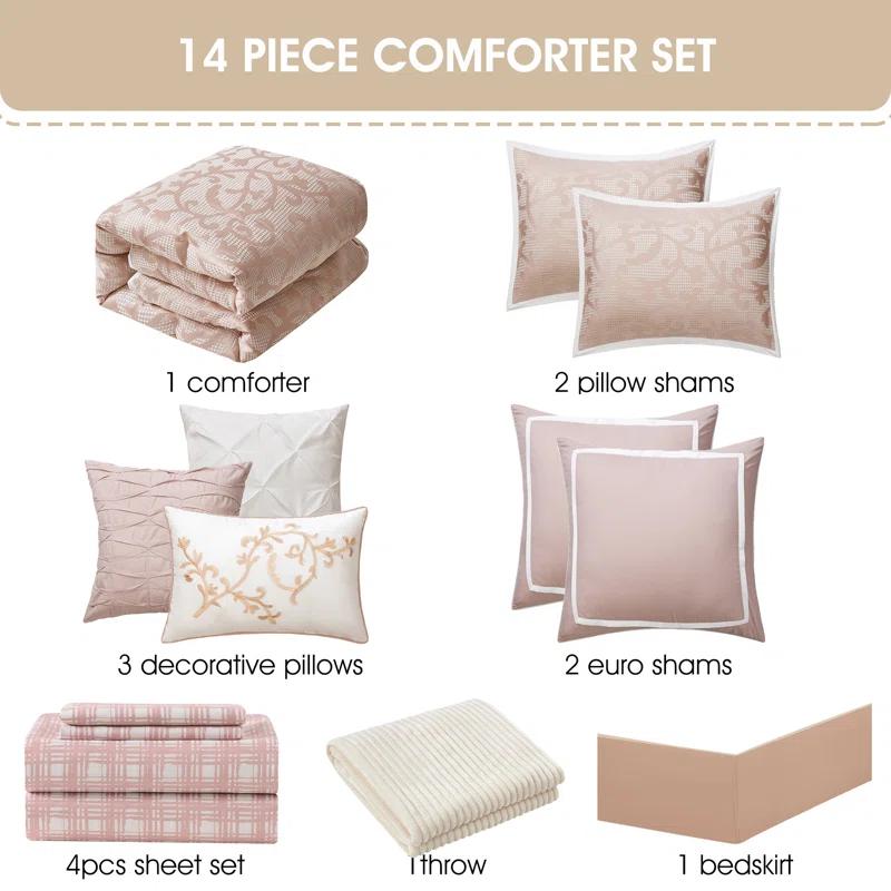 Nanshing America, Inc Janella 14 Piece Luxury Glam Comforter Set