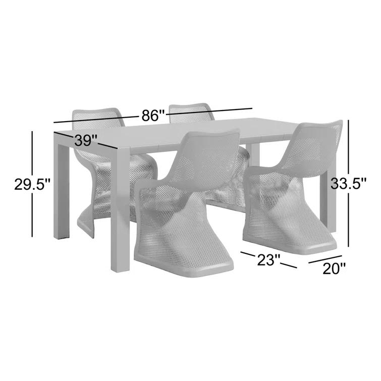 Farrah 86'' Rectangular 4 - Person Outdoor Dining Set