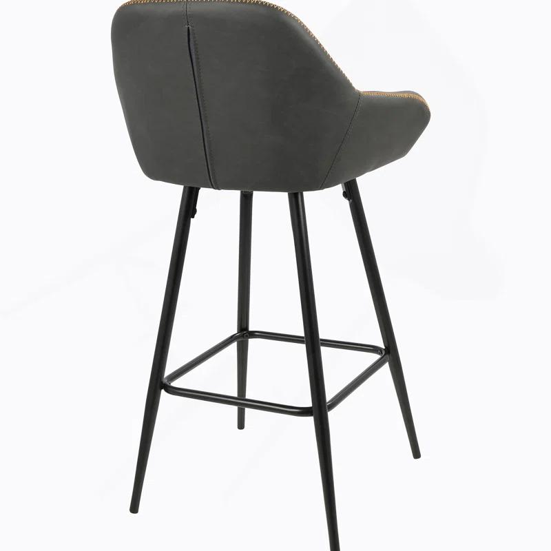 Corrigan Studio® Clubhouse Contemporary 26" Counter Stool with Black Frame and Grey Vintage Faux Leather by LumiSource - Set of 2