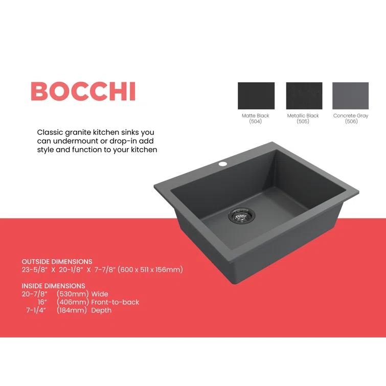 Campino 24'' L Single Bowl Granite Kitchen Sink