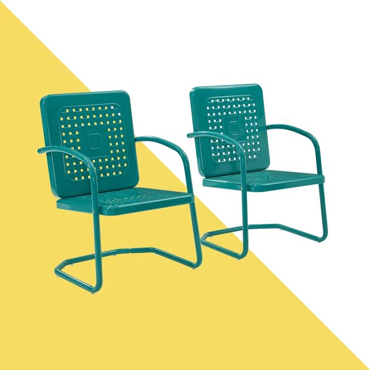 Hashtag Home Kutcher Powder Coated Steel Outdoor Lounge Chair (Set of 2) (Set of 2)