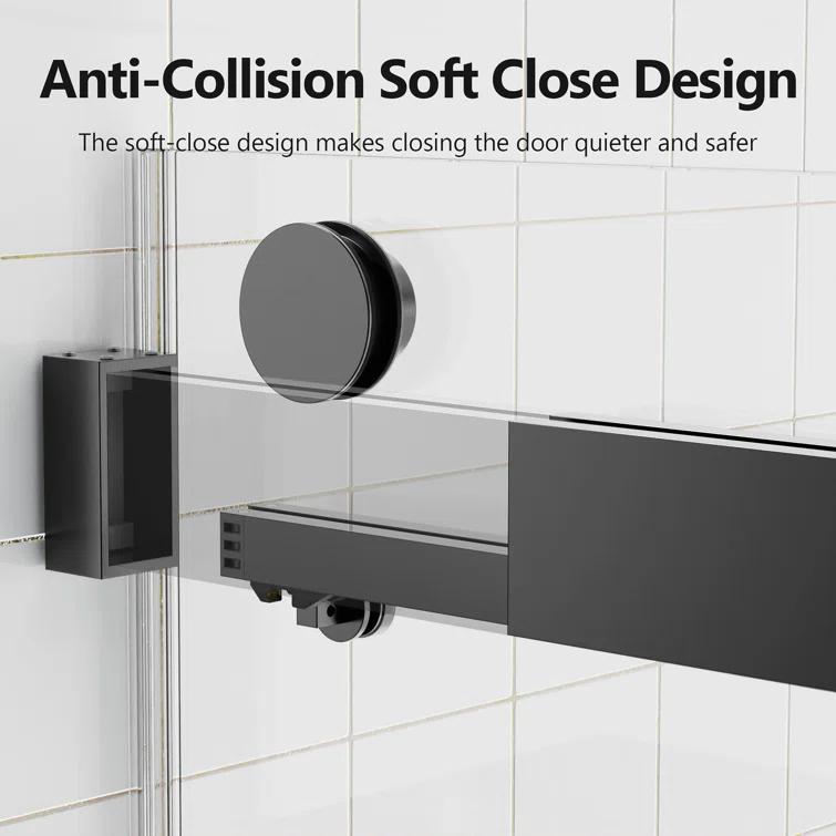 Ceballos 56-60 Inches W *76 Inches H Frameless Double Sliding Soft-Close Shower Door LNNMTB-W1552S00005