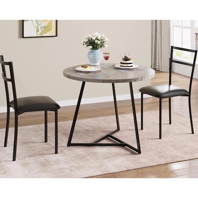 17 Stories Dining Table Set For 2, Round Kitchen Table And Upholstered Chairs For 2, 3 Piece Dining Room Table Set