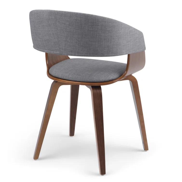 Lowell Bentwood Upholstered Dining Chair with Curved Backrest in Mid-Century Modern Style