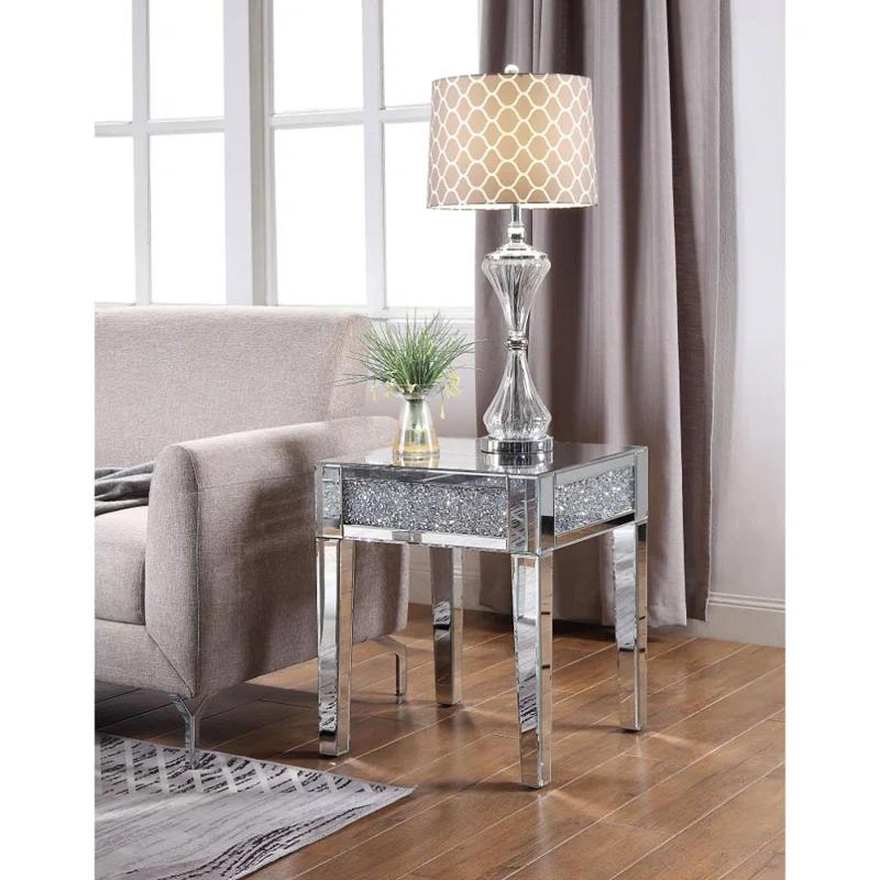 Trio Supply House Ravine Mirrored and faux diamond end table