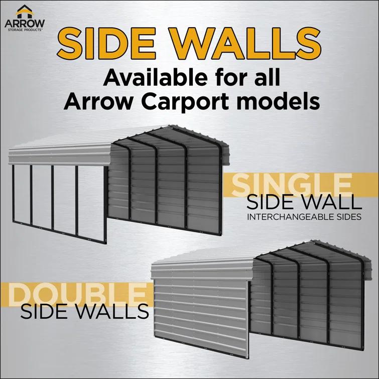 Arrow Steel Carport, Galvanized Black/Charcoal