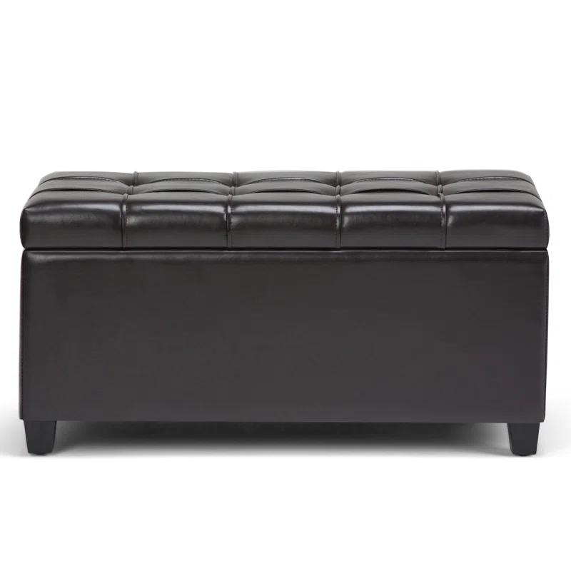 Simpli Home Sienna 33"W Upholstered Storage Ottoman Bench with Lift-Up Tufted Top