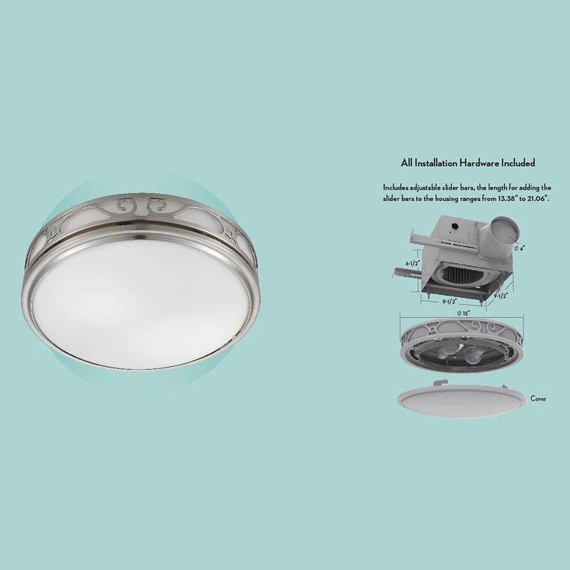 Good Housekeeping 85008 Roman Ii Decorative 110 Cfm 2.0 Sones Bathroom Ventilation Exhaust Fan With Light
