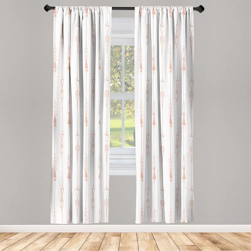 Ambesonne Microfiber Arrow Semi-Sheer Rod Pocket Curtain Panels (Set of 2)