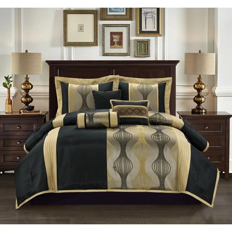Nanshing America, Inc Kath 7 Piece Microfiber Modern & Contemporary Comforter Set