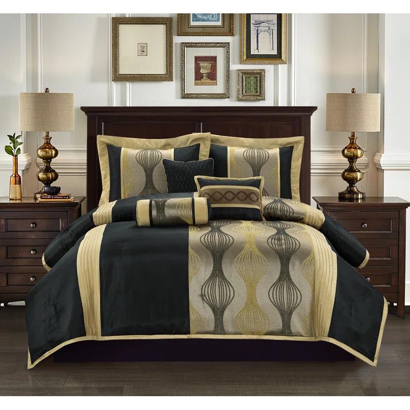 Nanshing America, Inc Kath 7 Piece Microfiber Modern & Contemporary Comforter Set