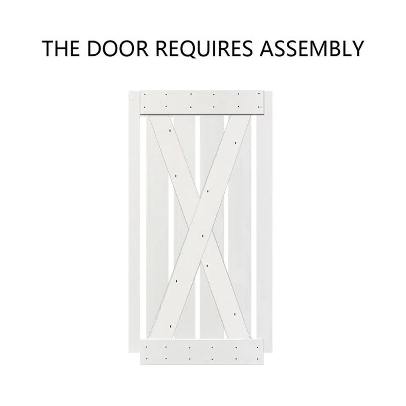 Calhome 36'' x 84'' Solid Wood Paneled Painted with Installation Hardware Kit Barn Door