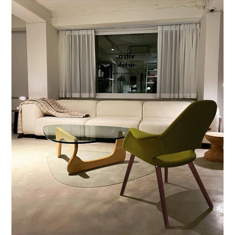 George Oliver Conover Clontz Upholstered Dining Armchairs – Mid-Century Modern Fabric Seat with Natural Wood Legs (Set of 2) (Set of 2)