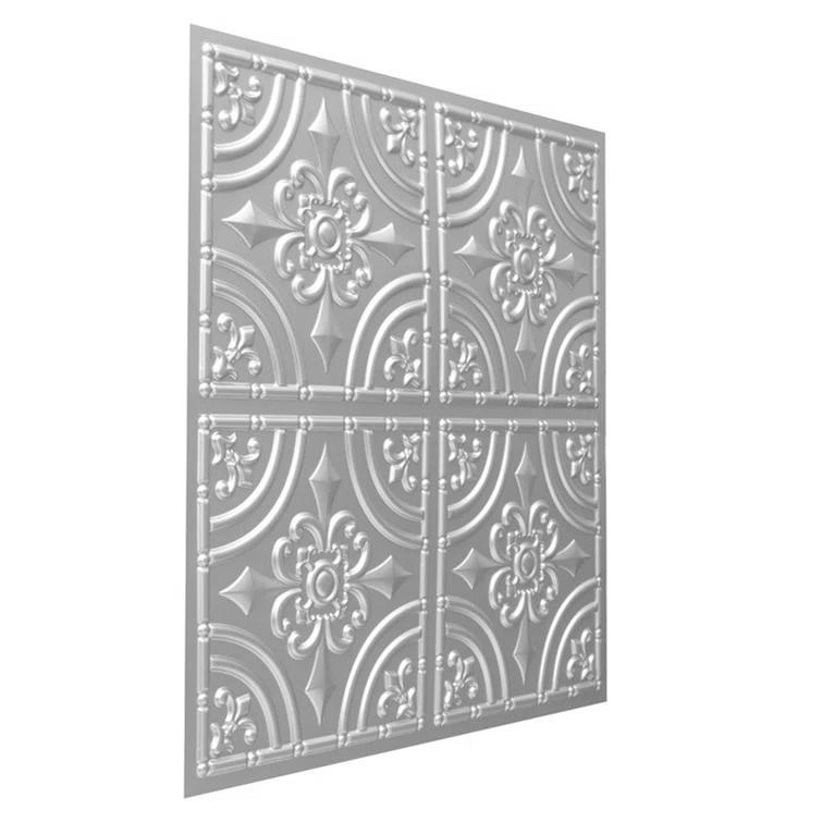 FromPlainToBeautifulInHours Wrought Iron 2 Ft. X 2 Ft. Glue-Up PVC Ceiling Tile (Set of 10)