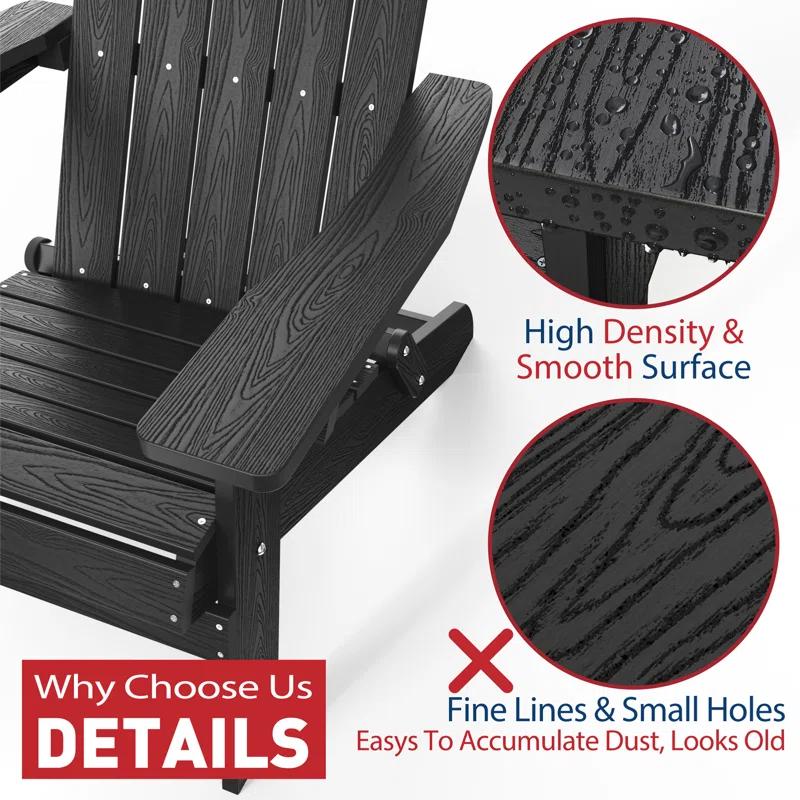 Highland Dunes Outdoor Plastic Folding Adirondack Chair For All Weather (Set Of 4) (Set of 4)