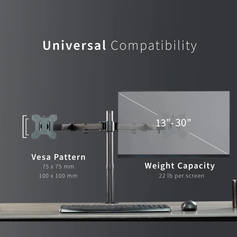 Vivo VIVO Dual Monitor Desk Mount Adjustable Stand, Fits Screens up to 30", STAND-V002 Series