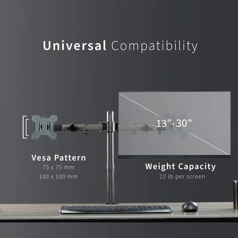 Vivo VIVO Dual Monitor Desk Mount Adjustable Stand, Fits Screens up to 30", STAND-V002 Series