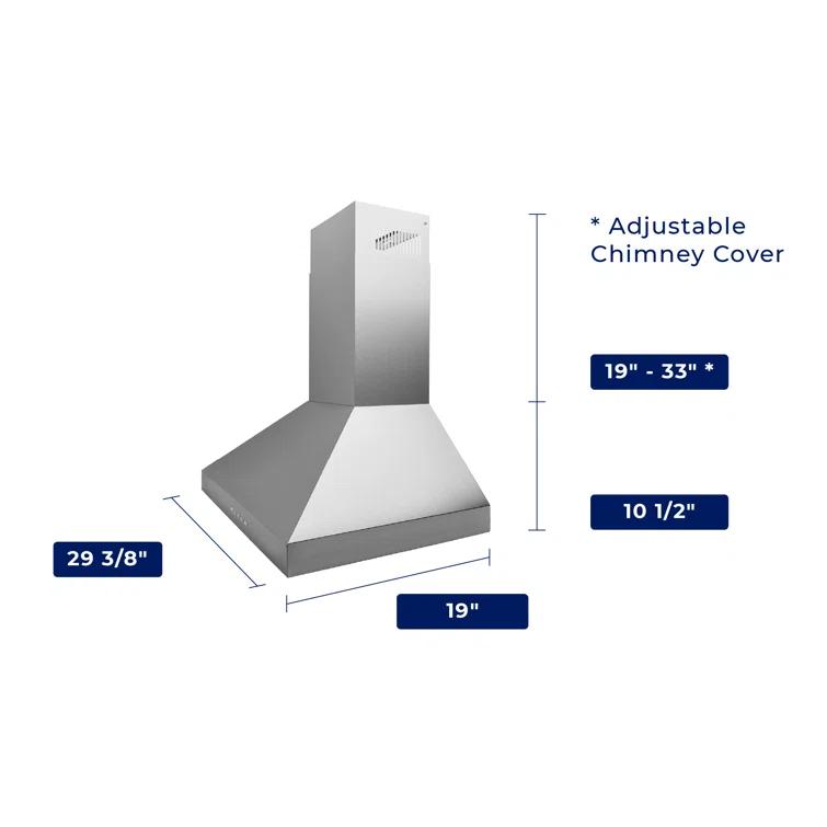 Hauslane Hauslane Wall Mount Range Hood 30 Inch | Wall Chimney | 6” Duct/Ductless Convertible, Strong Suction, Six-layer Aluminum Filters, Changeable LED Lamps, Stove Kitchen Vent Hood WM-530SS-30B