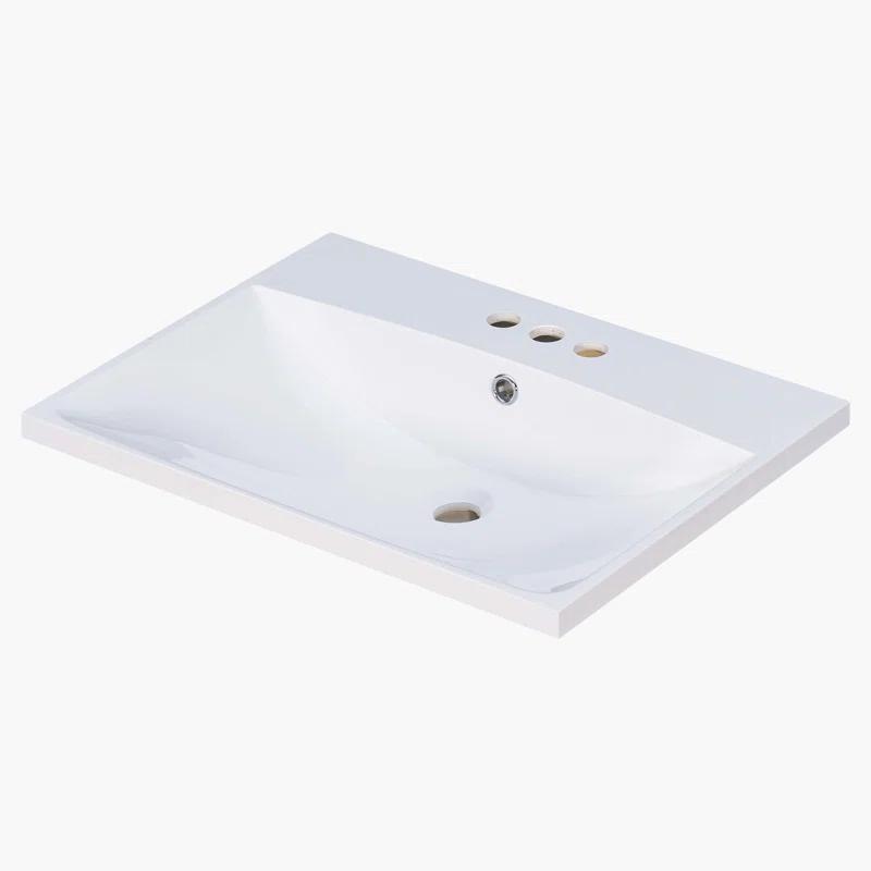 Wenty 18'' White Ceramic Rectangular Bathroom Sink