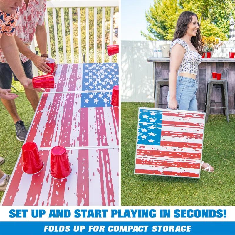 GoPong GoPong 8-Feet Beer Pong/Tailgate Table - American Flag