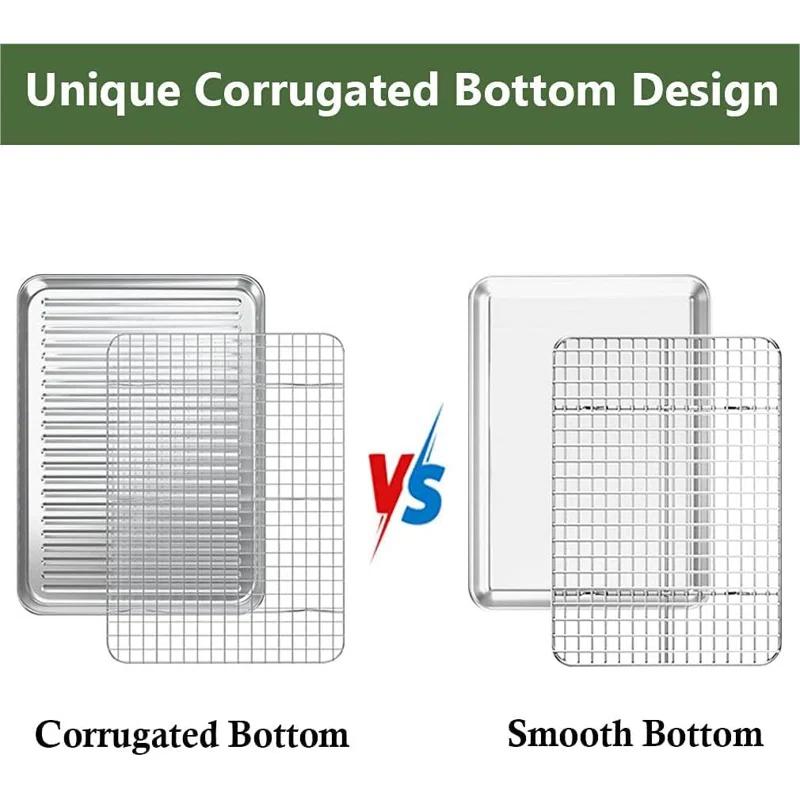 APPENIN WINTER PARK CORP Baking Sheet With Rack Set (2 Pans + 2 Racks), Stainless Steel Cookie Sheet With Cooling Rack, Nonstick Baking Pan, Warp Resistant & Heavy Duty & Rust Free, Size 16 X 12 X 1 Inches