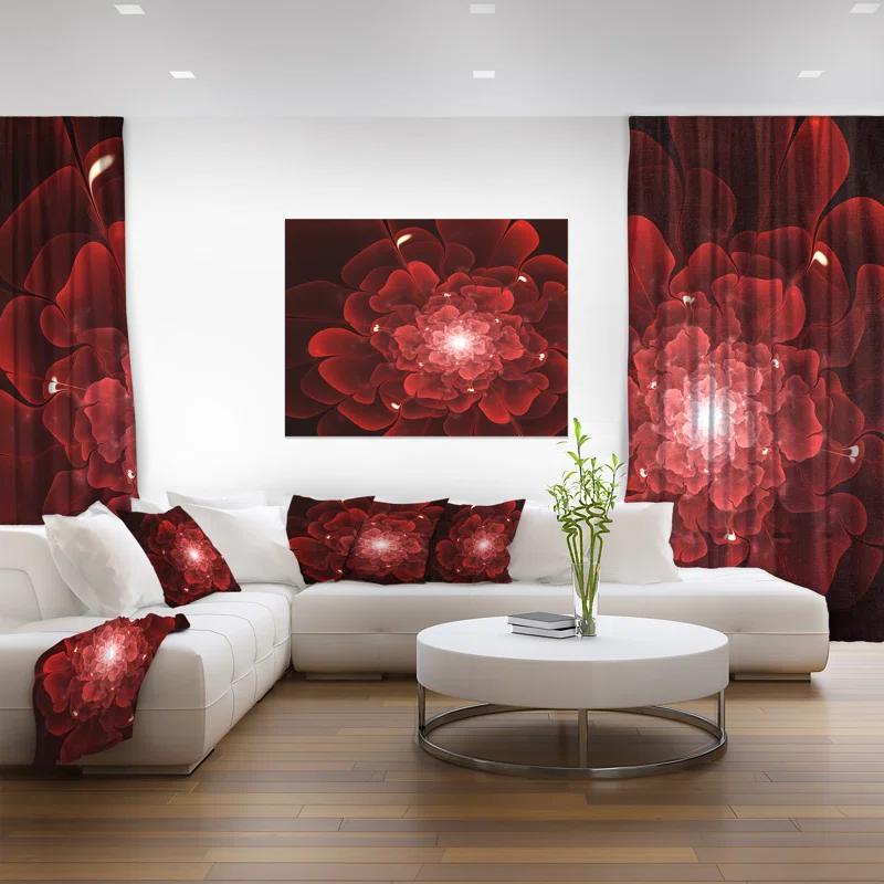 Design Art Clear Red Fractal Flower Graphic Art on Wrapped Canvas