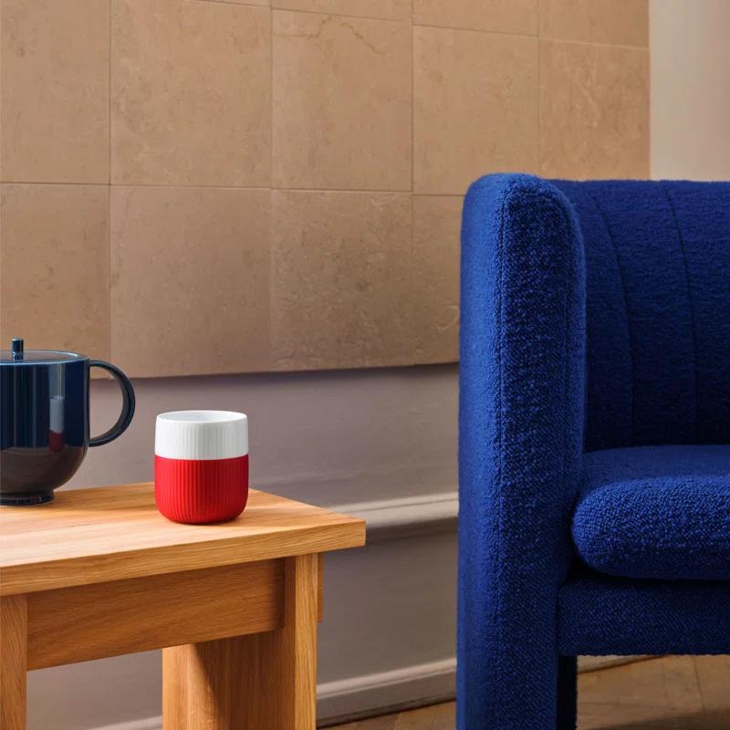 Caribbean Blue and White Ceramic Mug with Silicone Grip