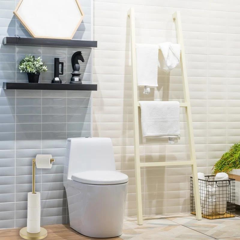 6715 Modern Freestanding Toilet Paper Dispenser and Reserve with Folding Arm for Compact Bathrooms