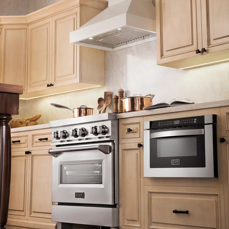 ZLINE 30 in. Convertible Vent Wooden Wall Mount Range Hood in Antigua & Walnut