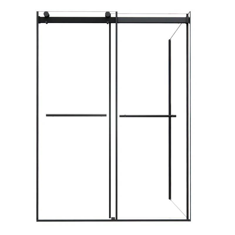 Altair SD80756-36P-MB Belizzi 56" W x 76" H By Pass Frameless Exposed RollerShower Enclosure with Clear Glass