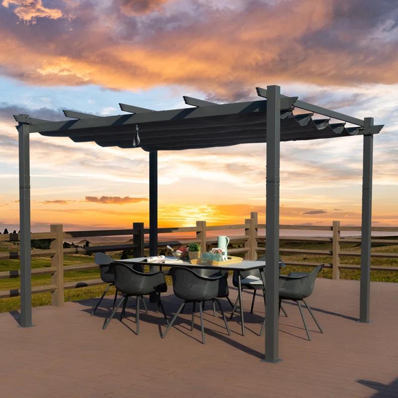 Kozyard Atlantics Outdoor Retractable Pergola with Sun Shade Canopy 10' x 13'