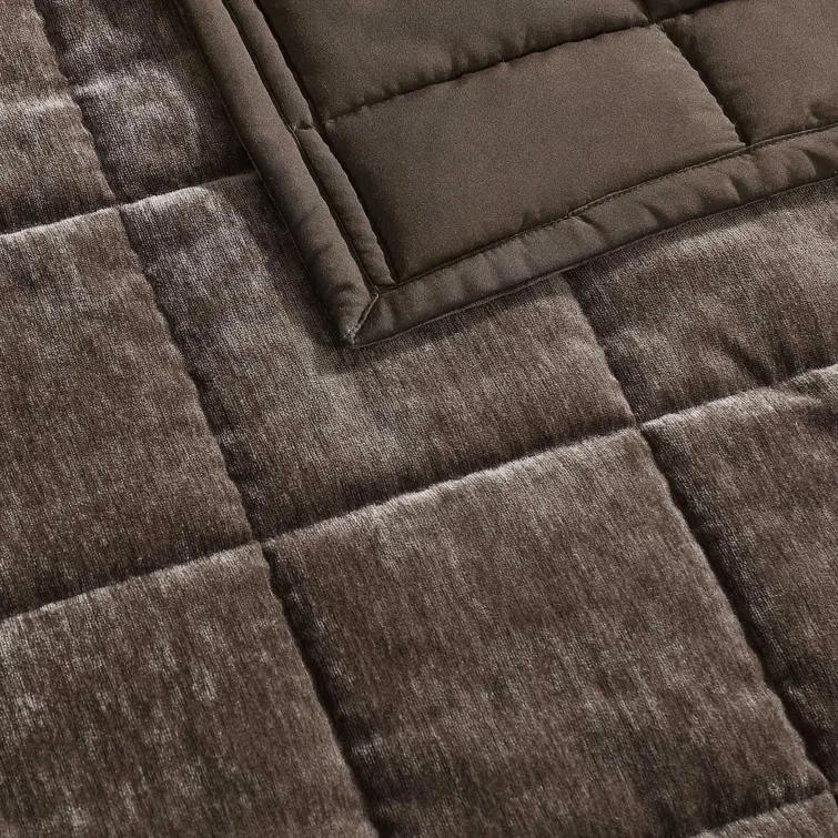 Chocolate Brown Reversible Queen Chenille Quilt Set with Pillowcases
