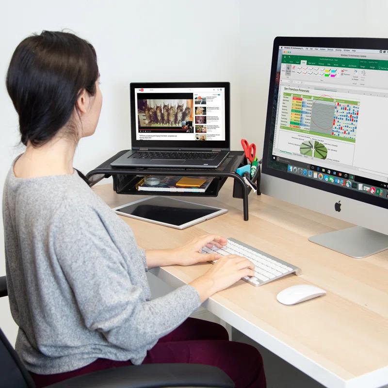 Mount-it Mount-It! Metal Mesh Computer Monitor Stand and Riser with Pullout Drawer