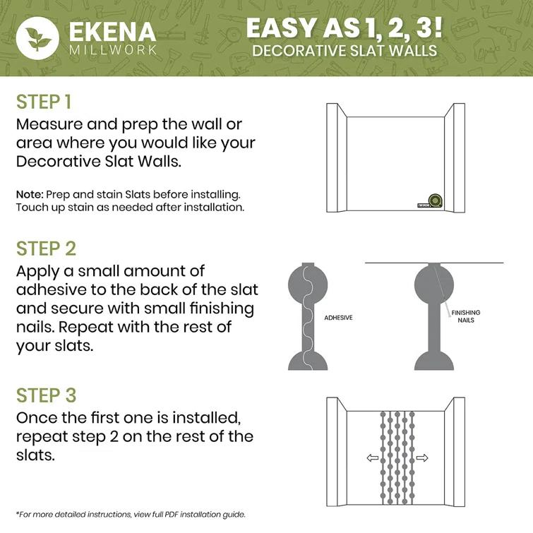 Ekena Millwork Eastport Adjustable Wood Decorative Slat Wall Panel Kit