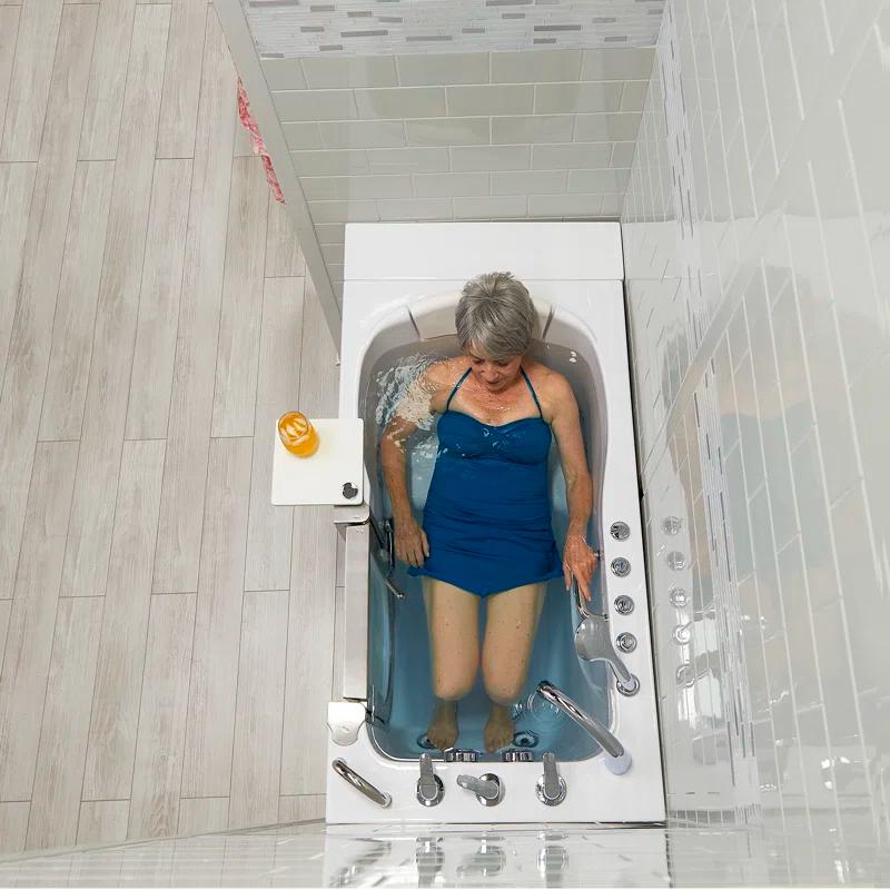 Ella Walk In Baths 931185P Royal 32"x52" Acrylic Air and Hydro Massage Walk-In Bathtub, 5 Piece Fast Fill Faucet, 2" Dual Drain