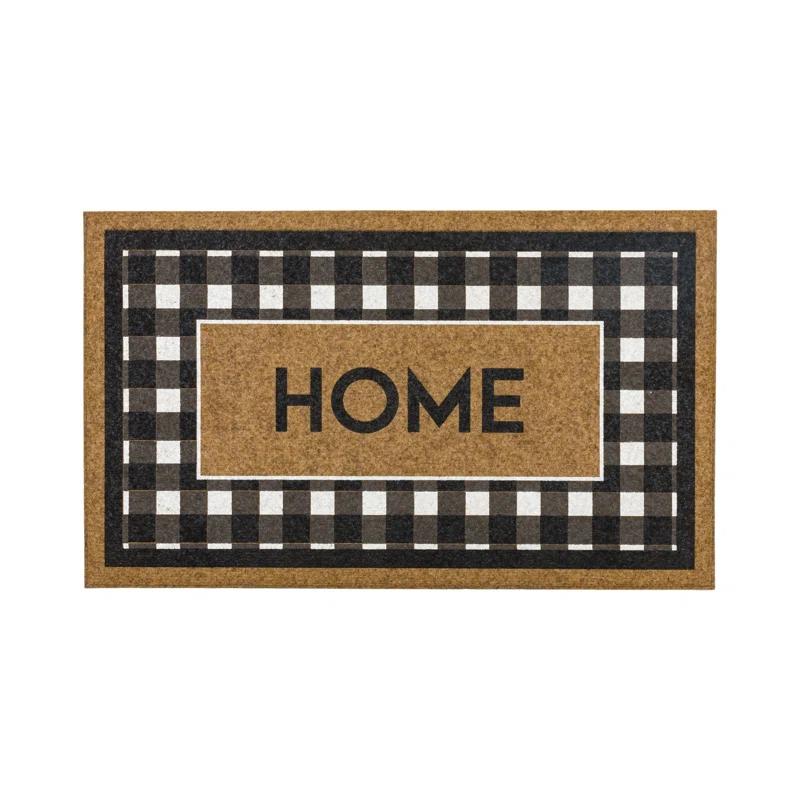 Fall Welcome Home Black/White Geometric Weather Resistant Door Mat