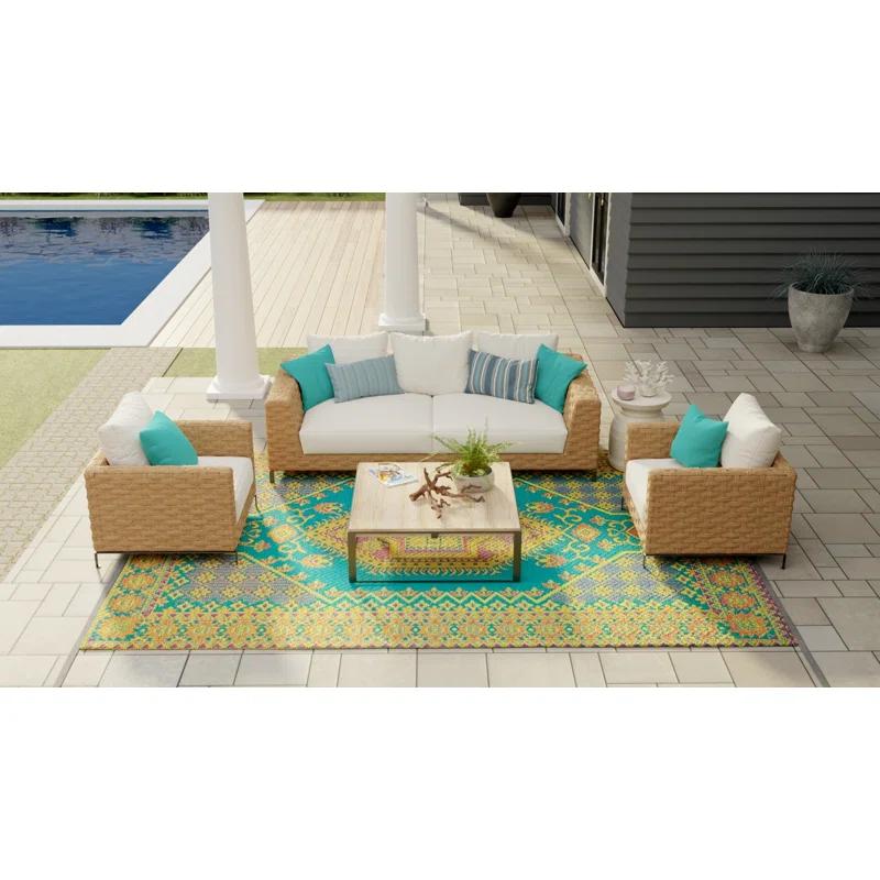 Mad Mats Oriental Turkish Aqua Indoor/Outdoor Area Rug - Reversible, UV Resistant