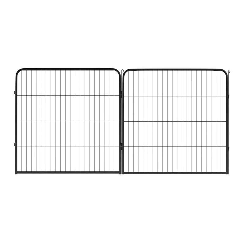 FDW Dog Playpen Indoor 2 Panels Dog Pen For Medium And Large Dogs, Exercise Pen Pet Dog Fence With Doors Pet Puppy Playpen For RV Camping Yard, Black