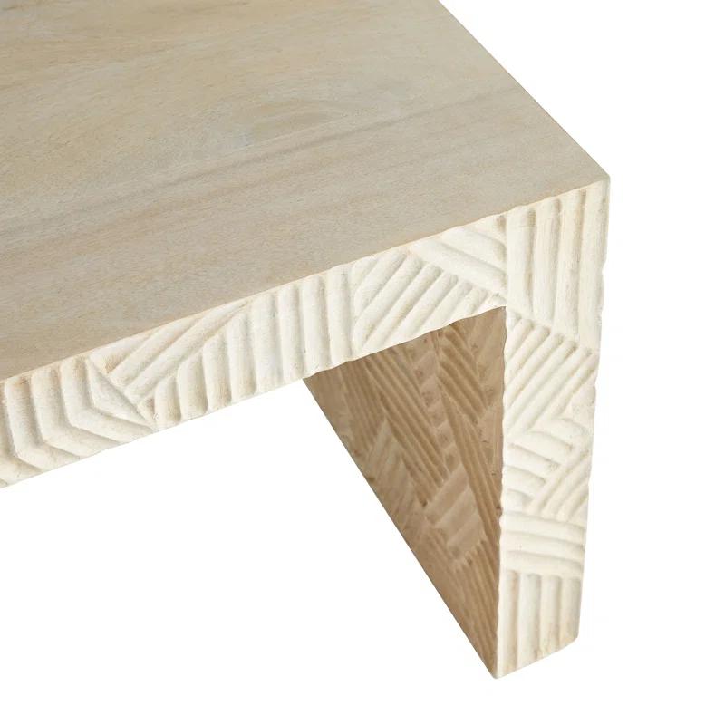 Beth Webb Inspired White Washed Mango Wood Rectangular Cocktail Table