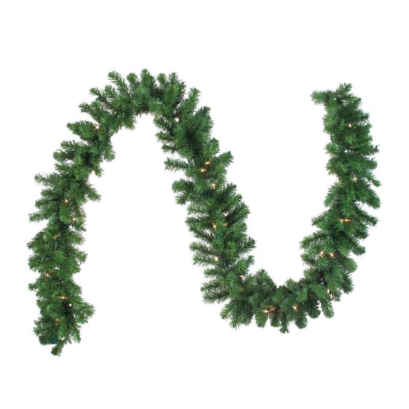 Northlight Seasonal 9' x 10" Pre-Lit Oak Creek Pine Artificial Christmas Garland - Clear Dura-Lit Lights