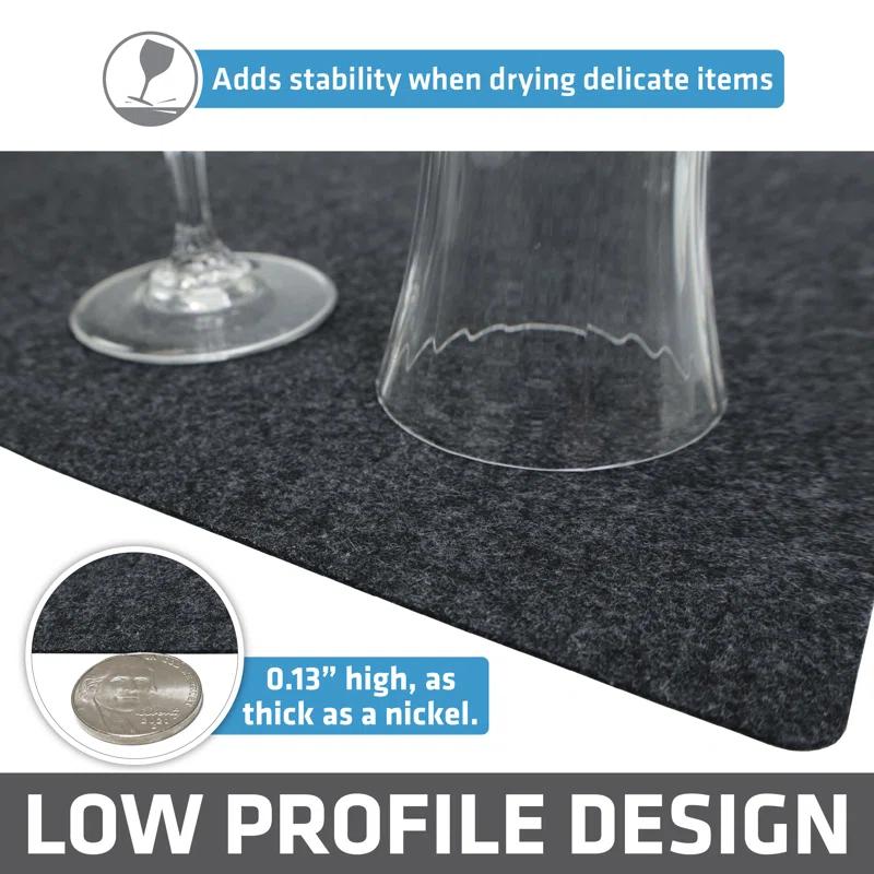 Drymate Low-Profile Dish Drying Mat, Drip Pad For Kitchen Counter - Thin/Absorbent/Waterproof/Easy To Clean