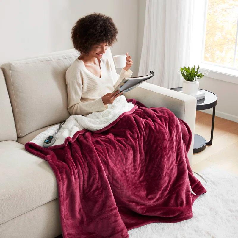 Beautyrest Beautyrest Heated Microlight to Berber Throw