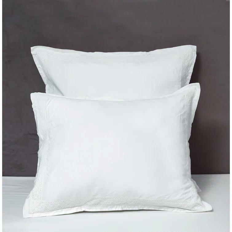 Viola White Egyptian Cotton King Lace Pillow Sham