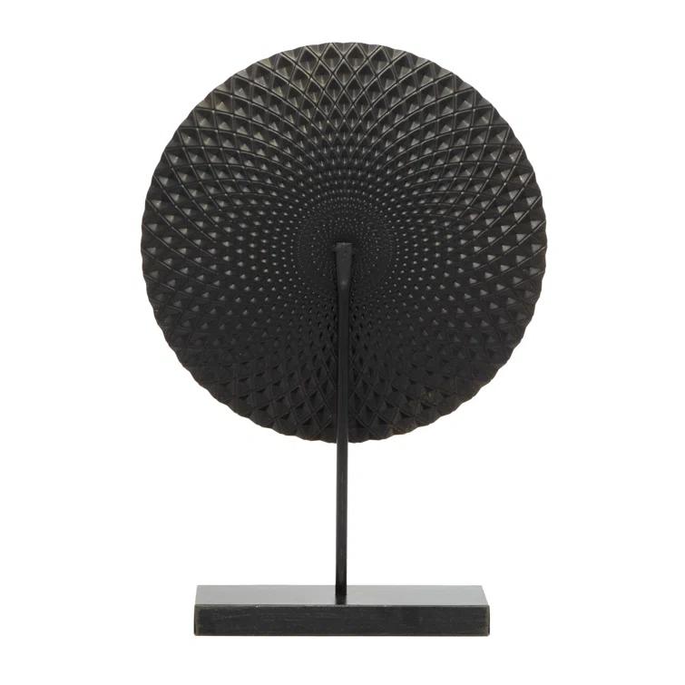 Dakota Fields Diahna Metal Geometric Decorative Gray Sculpture with Black Base