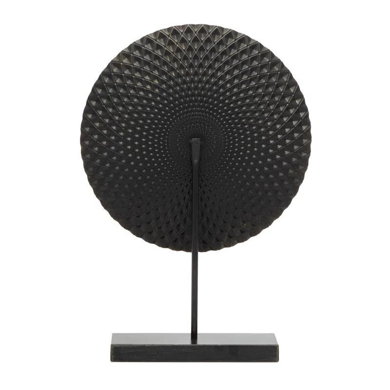 Dakota Fields Diahna Metal Geometric Decorative Gray Sculpture with Black Base