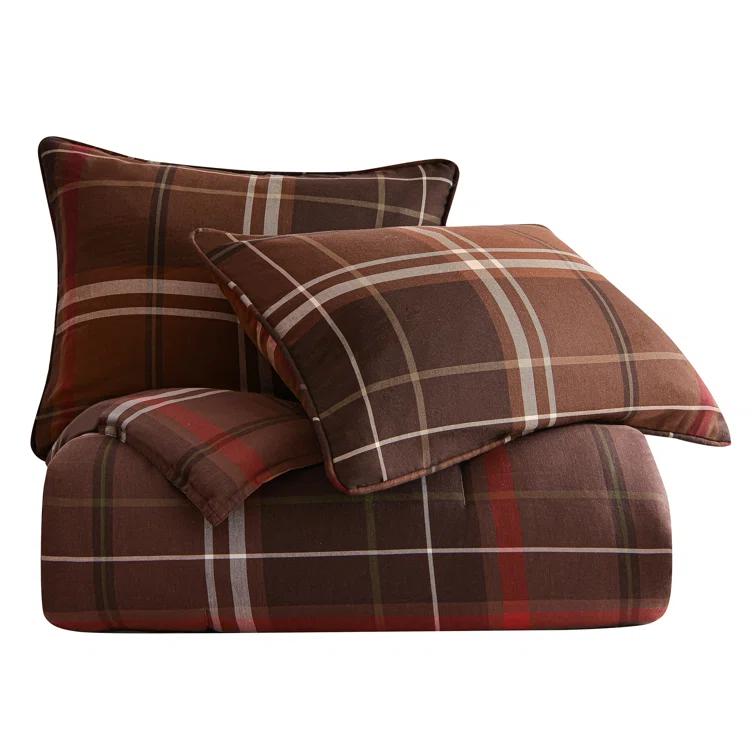 Paseo Road by HiEnd Accents Jackson Brown Red Plaid Western Lodge Modern Rustic Comforter Set