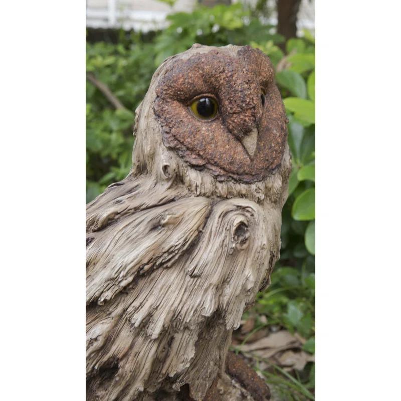 Rustic Driftwood Barn Owl Garden Statue