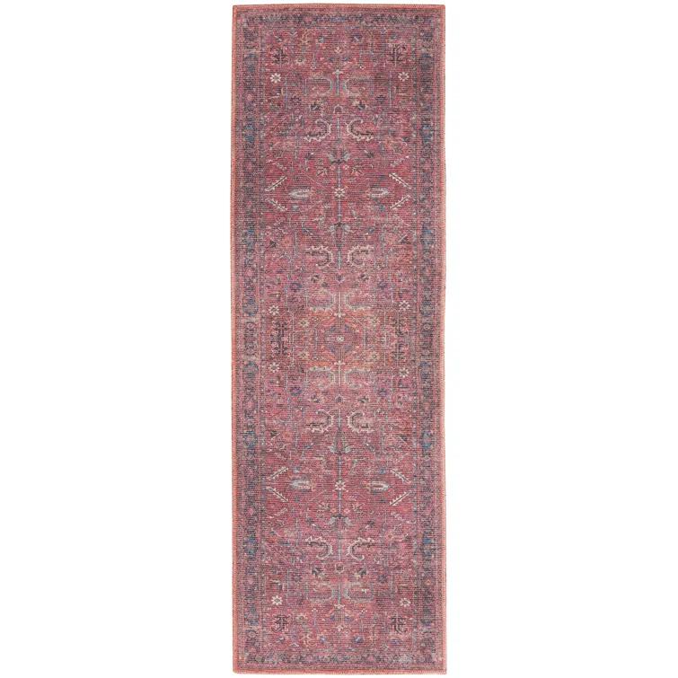 Bungalow Rose Machine Washable Oriental Red Area Rug