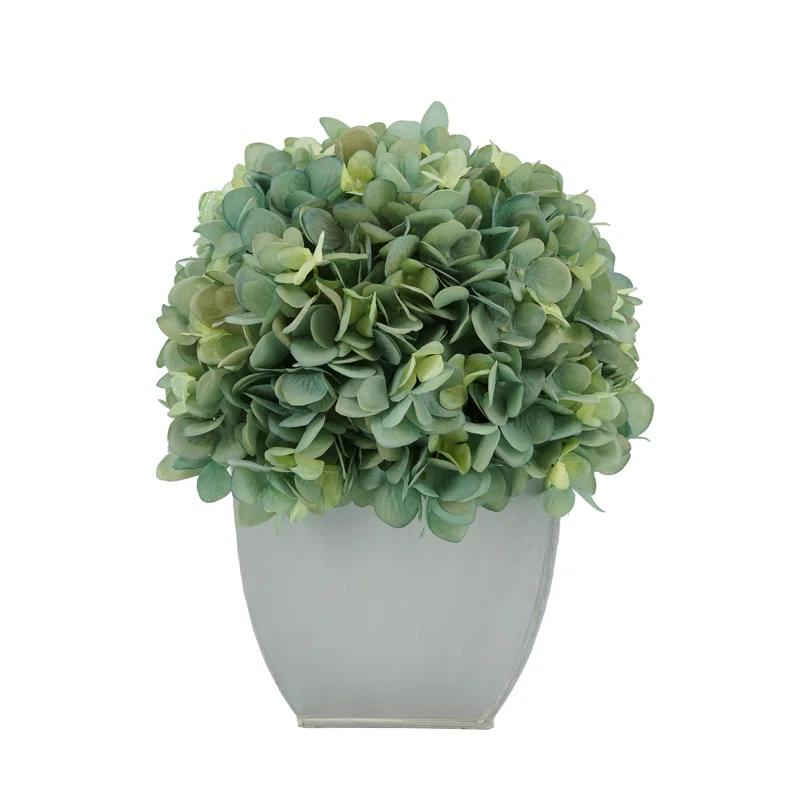 Winston Porter Artificial Fabric Hydrangea Arrangement in Pot