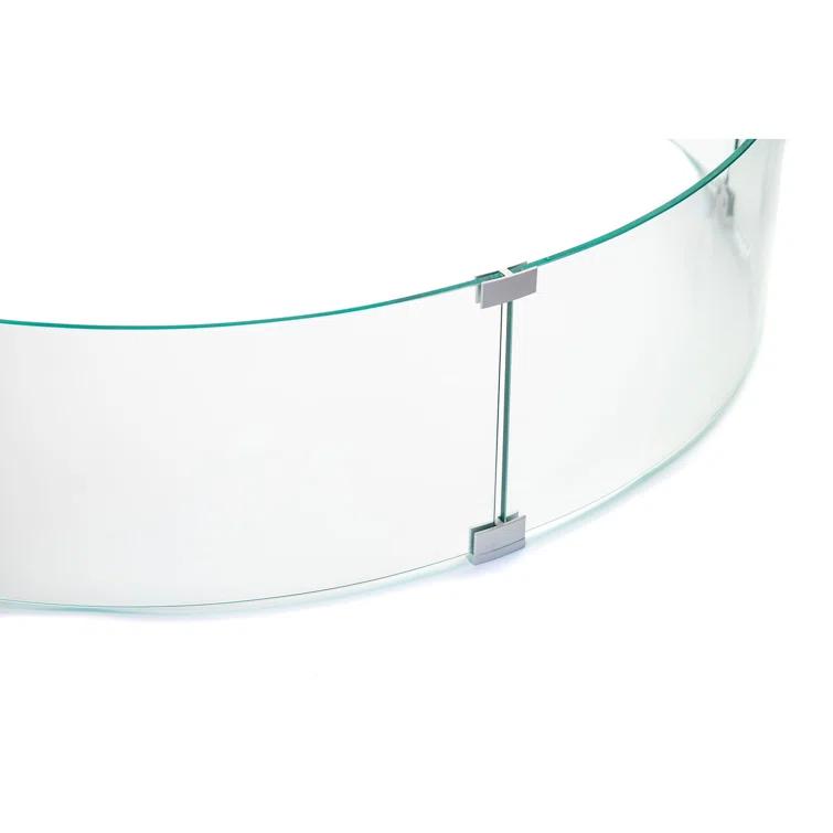 AMS Fireplace AMS Fire Pit Table Round Glass Wind Guard - Fire Flame Guard